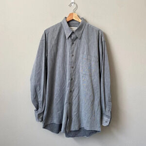 Pronto Uomo Men's Large Long Sleeve Cotton Button Down Gray Dress Shirt Casual